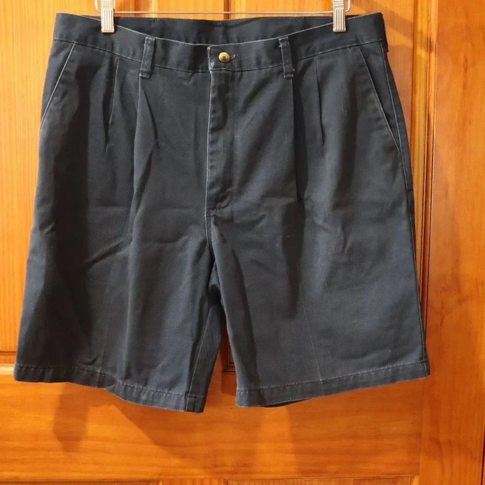 Wrangler Timber Creek Men's Chino Shorts Size 36 Navy Blue Cotton Blend GUC